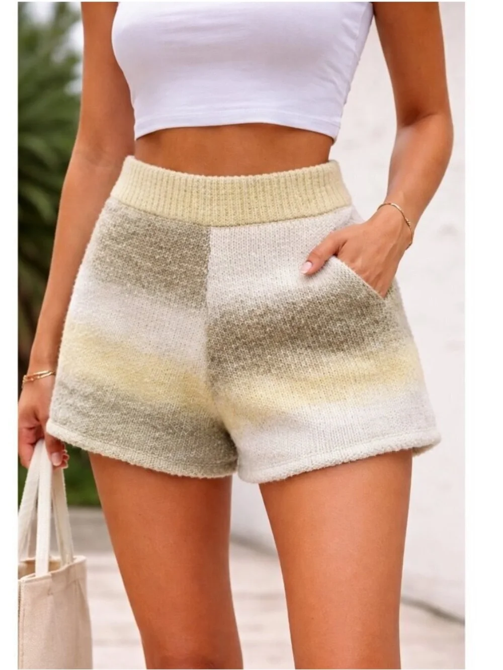 Something Navy Poppy Ombre Knit Shorts Yellow XS BNWT!!